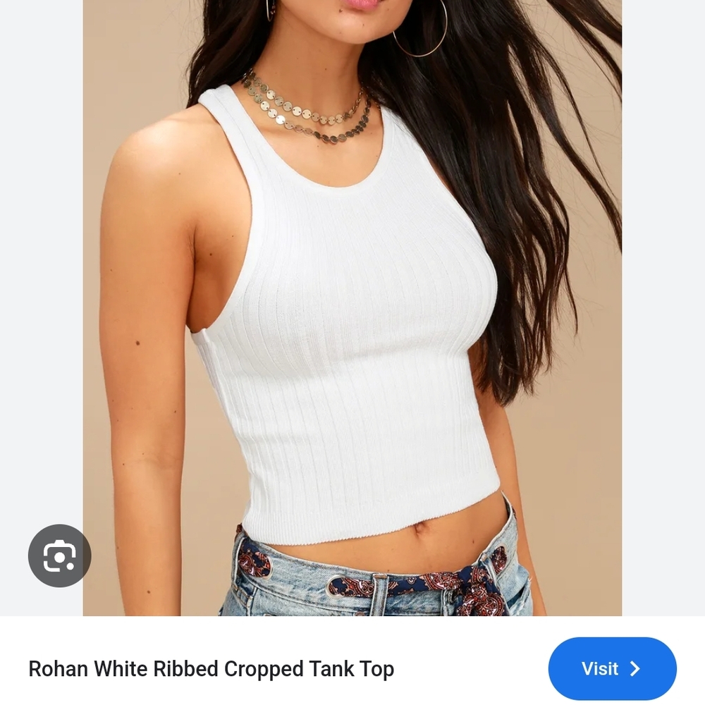 White Ribbed Cropped Tank Top